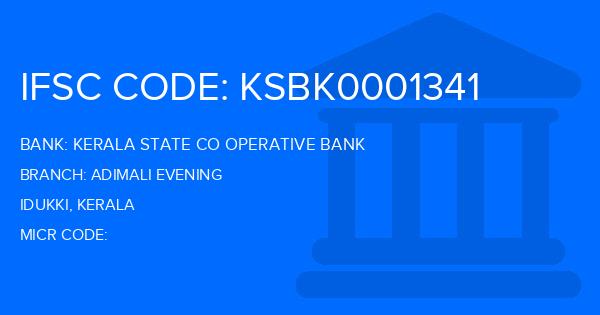 Kerala State Co Operative Bank Adimali Evening Branch IFSC Code