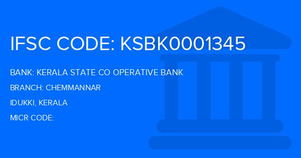 Kerala State Co Operative Bank Chemmannar Branch IFSC Code