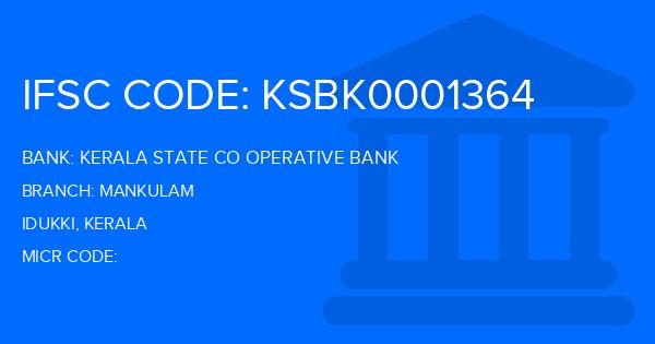 Kerala State Co Operative Bank Mankulam Branch IFSC Code