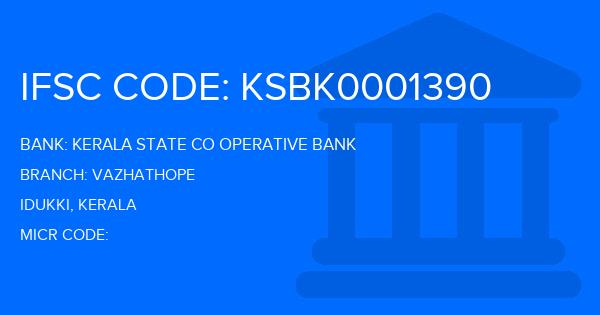 Kerala State Co Operative Bank Vazhathope Branch IFSC Code