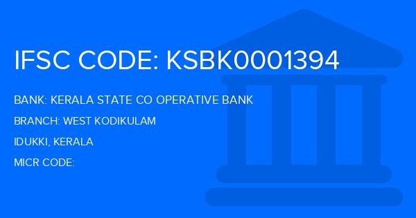 Kerala State Co Operative Bank West Kodikulam Branch IFSC Code