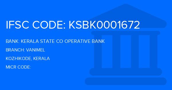 Kerala State Co Operative Bank Vanimel Branch IFSC Code