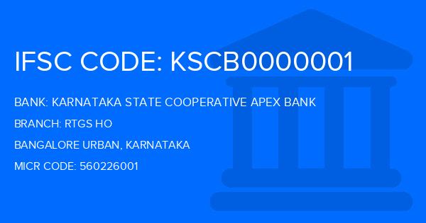 Karnataka State Cooperative Apex Bank Rtgs Ho Branch IFSC Code