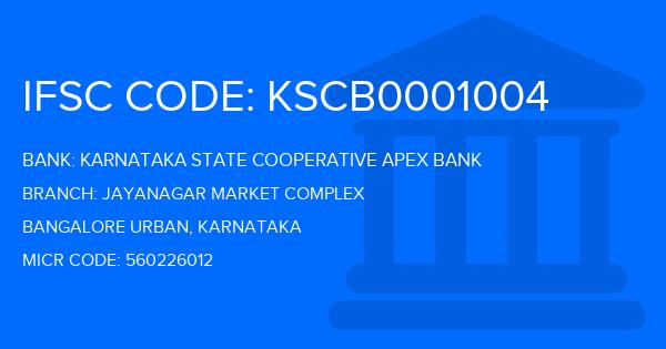 Karnataka State Cooperative Apex Bank Jayanagar Market Complex Branch IFSC Code