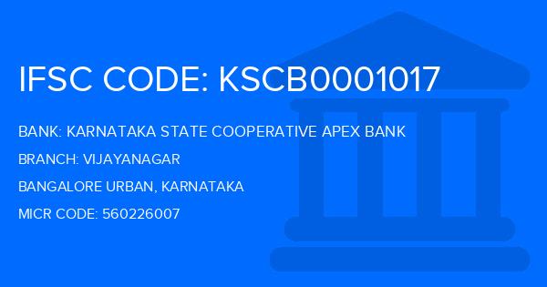 Karnataka State Cooperative Apex Bank Vijayanagar Branch IFSC Code