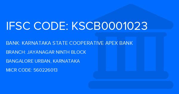 Karnataka State Cooperative Apex Bank Jayanagar Ninth Block Branch IFSC Code