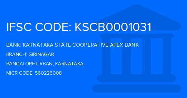 Karnataka State Cooperative Apex Bank Girinagar Branch IFSC Code