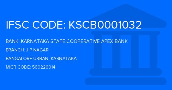 Karnataka State Cooperative Apex Bank J P Nagar Branch IFSC Code