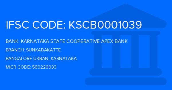 Karnataka State Cooperative Apex Bank Sunkadakatte Branch IFSC Code