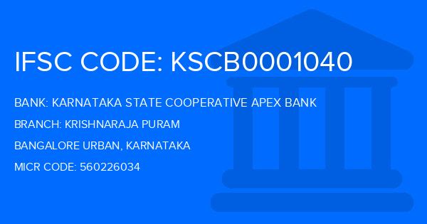 Karnataka State Cooperative Apex Bank Krishnaraja Puram Branch IFSC Code