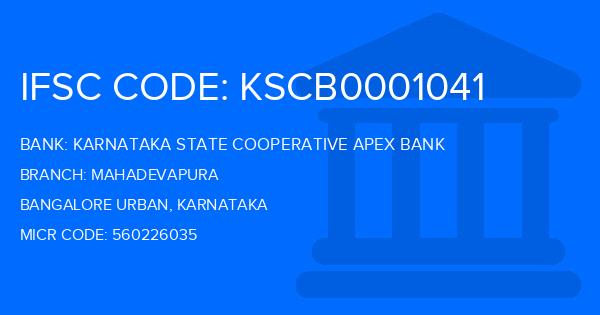 Karnataka State Cooperative Apex Bank Mahadevapura Branch IFSC Code