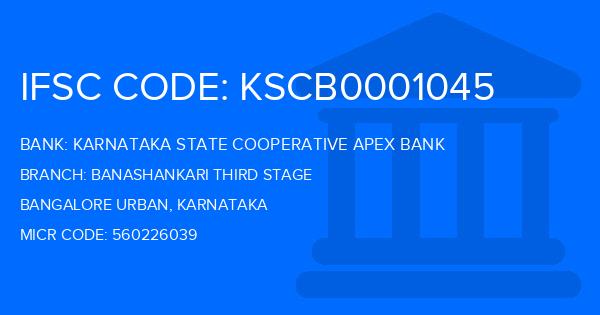 Karnataka State Cooperative Apex Bank Banashankari Third Stage Branch IFSC Code