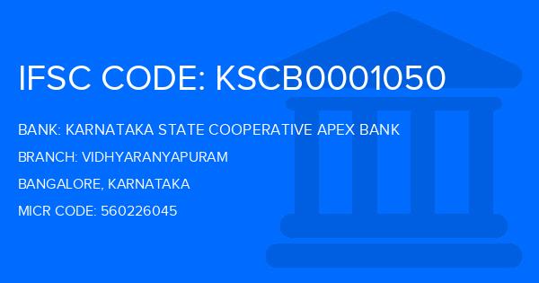 Karnataka State Cooperative Apex Bank Vidhyaranyapuram Branch IFSC Code