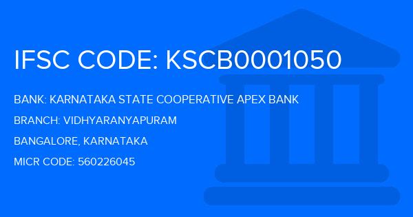 Karnataka State Cooperative Apex Bank Vidhyaranyapuram Branch IFSC Code