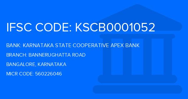 Karnataka State Cooperative Apex Bank Bannerughatta Road Branch IFSC Code