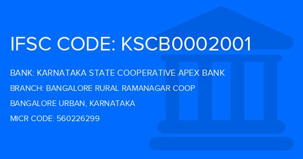 Karnataka State Cooperative Apex Bank Bangalore Rural Ramanagar Coop Branch IFSC Code