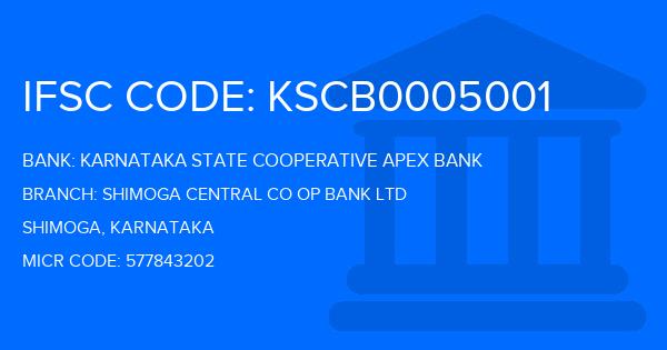 Karnataka State Cooperative Apex Bank Shimoga Central Co Op Bank Ltd Branch IFSC Code