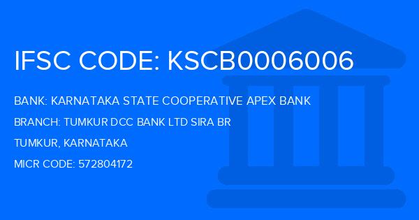 Karnataka State Cooperative Apex Bank Tumkur Dcc Bank Ltd Sira Br Branch IFSC Code