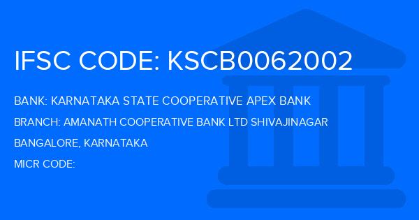 Karnataka State Cooperative Apex Bank Amanath Cooperative Bank Ltd Shivajinagar Branch IFSC Code