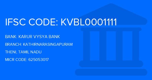 Karur Vysya Bank (KVB) Kathirnarasingapuram Branch IFSC Code