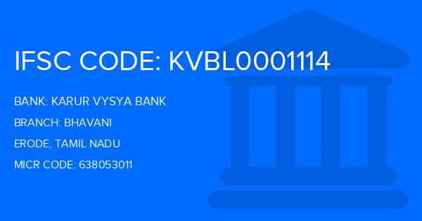 Karur Vysya Bank (KVB) Bhavani Branch IFSC Code
