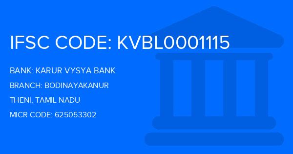 Karur Vysya Bank (KVB) Bodinayakanur Branch IFSC Code
