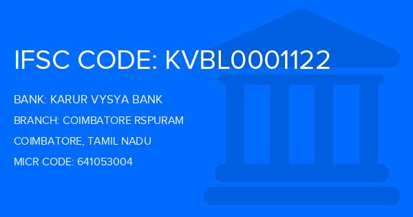 Karur Vysya Bank (KVB) Coimbatore Rspuram Branch IFSC Code