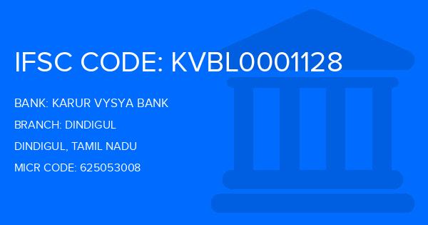 Karur Vysya Bank (KVB) Dindigul Branch IFSC Code