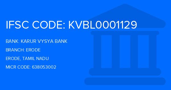 Karur Vysya Bank (KVB) Erode Branch IFSC Code