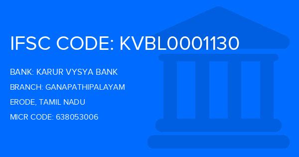 Karur Vysya Bank (KVB) Ganapathipalayam Branch IFSC Code
