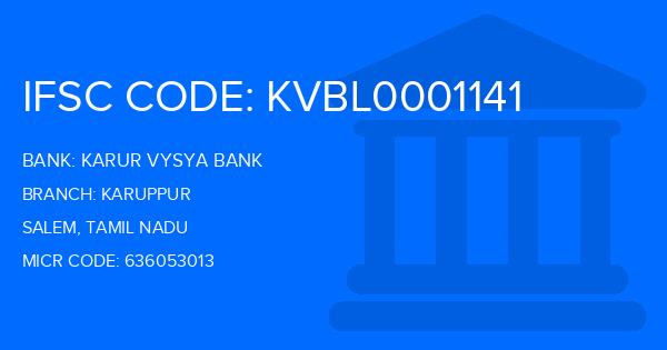 Karur Vysya Bank (KVB) Karuppur Branch IFSC Code