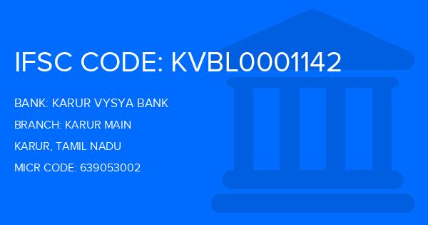 Karur Vysya Bank (KVB) Karur Main Branch IFSC Code