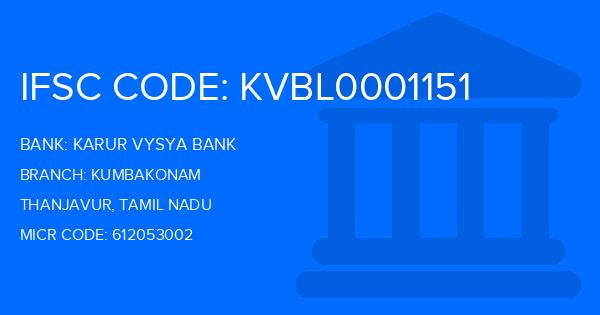 Karur Vysya Bank (KVB) Kumbakonam Branch IFSC Code