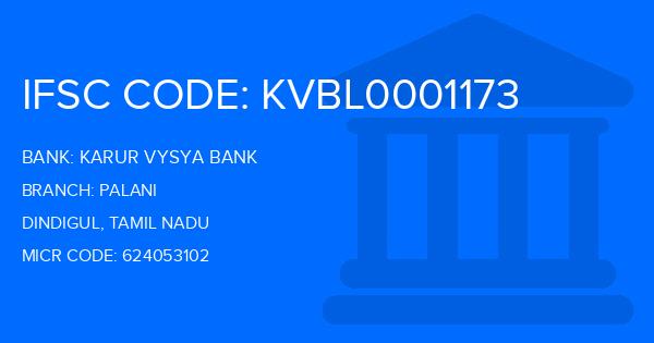 Karur Vysya Bank (KVB) Palani Branch IFSC Code