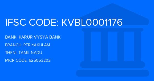 Karur Vysya Bank (KVB) Periyakulam Branch IFSC Code