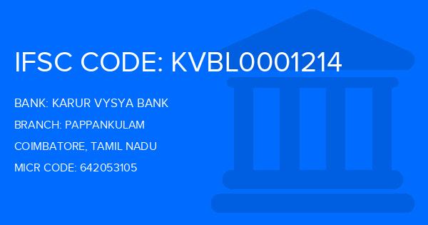 Karur Vysya Bank (KVB) Pappankulam Branch IFSC Code