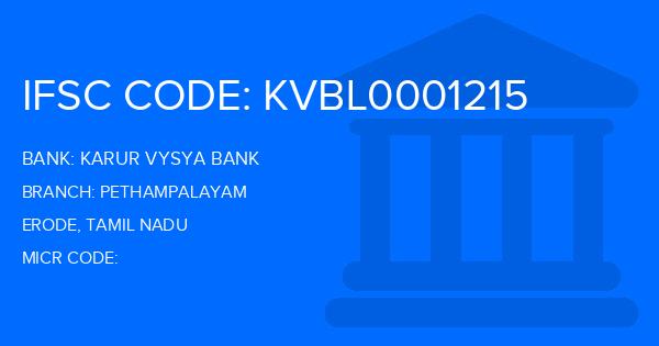 Karur Vysya Bank (KVB) Pethampalayam Branch IFSC Code