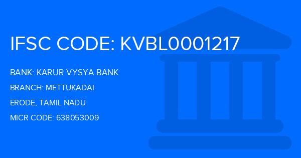 Karur Vysya Bank (KVB) Mettukadai Branch IFSC Code