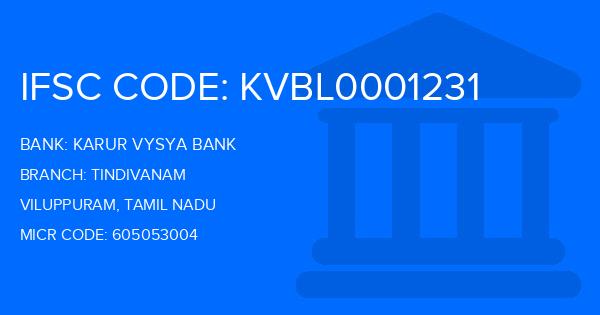 Karur Vysya Bank (KVB) Tindivanam Branch IFSC Code