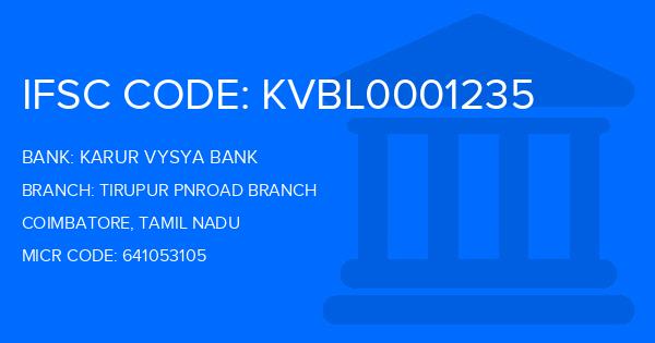 Karur Vysya Bank (KVB) Tirupur Pnroad Branch