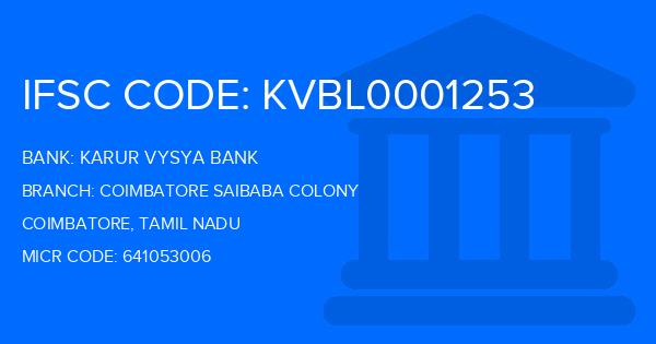 Karur Vysya Bank (KVB) Coimbatore Saibaba Colony Branch IFSC Code