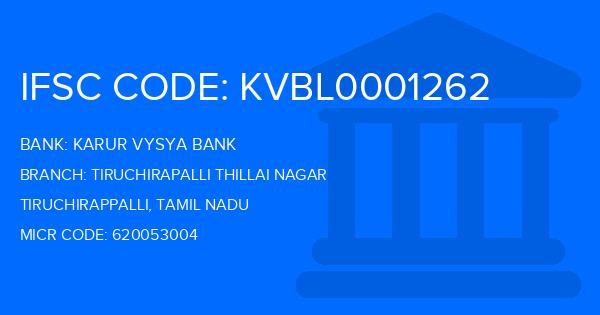 Karur Vysya Bank (KVB) Tiruchirapalli Thillai Nagar Branch IFSC Code