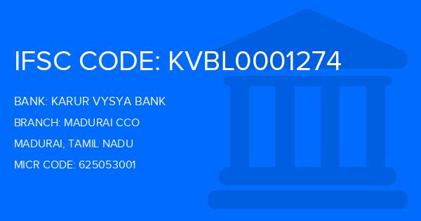 Karur Vysya Bank (KVB) Madurai Cco Branch IFSC Code