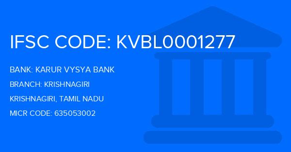 Karur Vysya Bank (KVB) Krishnagiri Branch IFSC Code