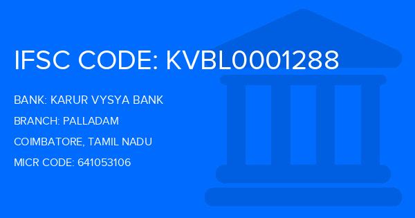 Karur Vysya Bank (KVB) Palladam Branch IFSC Code