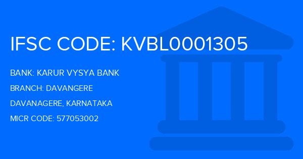 Karur Vysya Bank (KVB) Davangere Branch IFSC Code