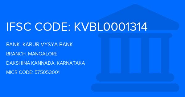 Karur Vysya Bank (KVB) Mangalore Branch IFSC Code