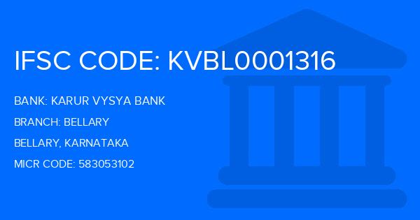 Karur Vysya Bank (KVB) Bellary Branch IFSC Code