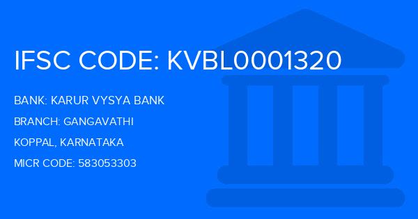 Karur Vysya Bank (KVB) Gangavathi Branch IFSC Code