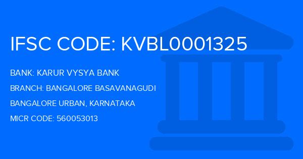 Karur Vysya Bank (KVB) Bangalore Basavanagudi Branch IFSC Code